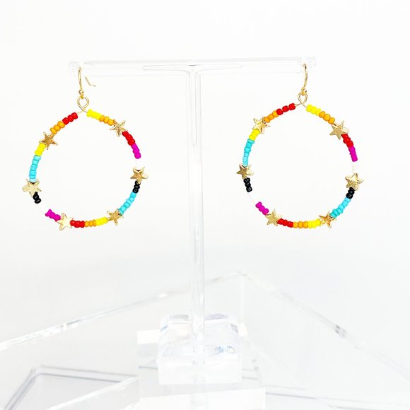 Rainbow Galaxy Hoop Earrings - Picture 1 of 7